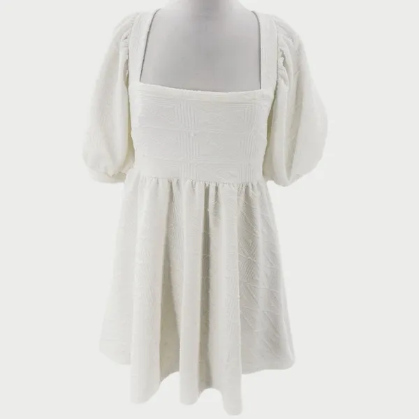 Free people violet puff sleeve tie back mini‎ dress white sz S - Image 10