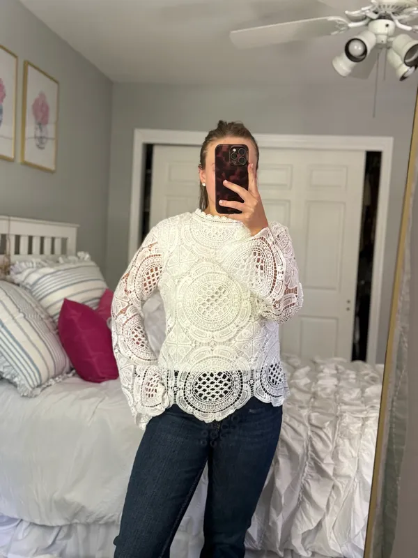 Beautiful lace long sleeve White Size M - Image 2