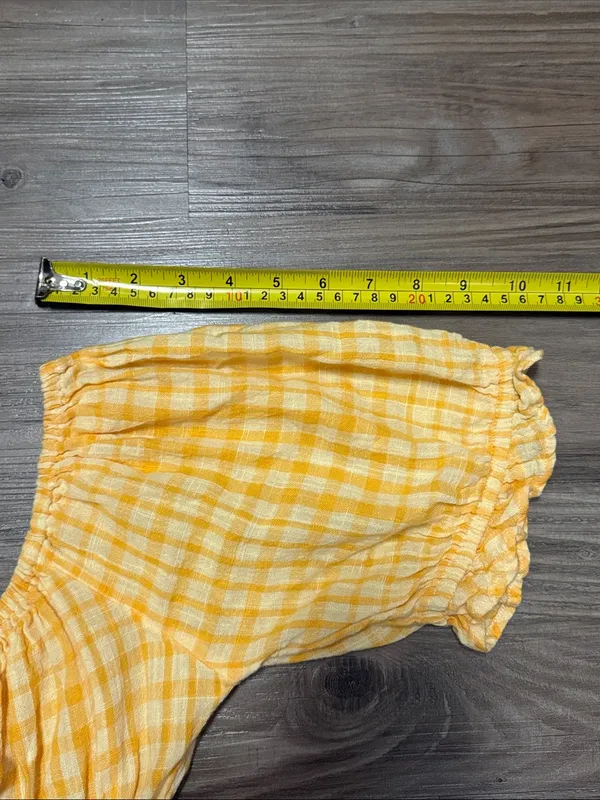 Urban Outfitters Yellow Gingham Puff-Sleeve Dress - Image 8