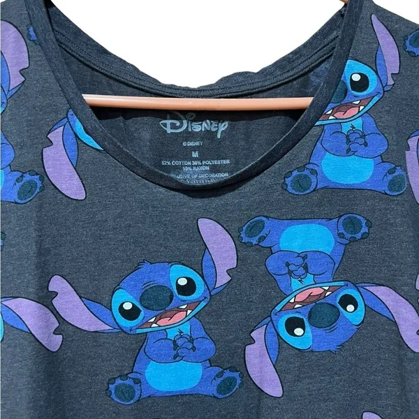 Disney Stitch Grey Tee Shirt Women’s Size Medium - Image 2