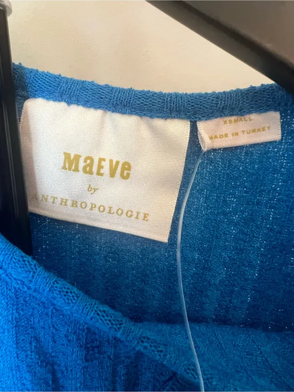 Maeve Anthropologie Blue Asymmetrical Ribbed Tank Top XS‎ NWT - Image 9