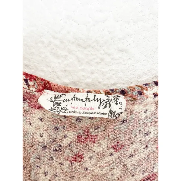 Free People All My Love Pink Multi Floral Print Wrap Slip Dress Size Large - Image 6