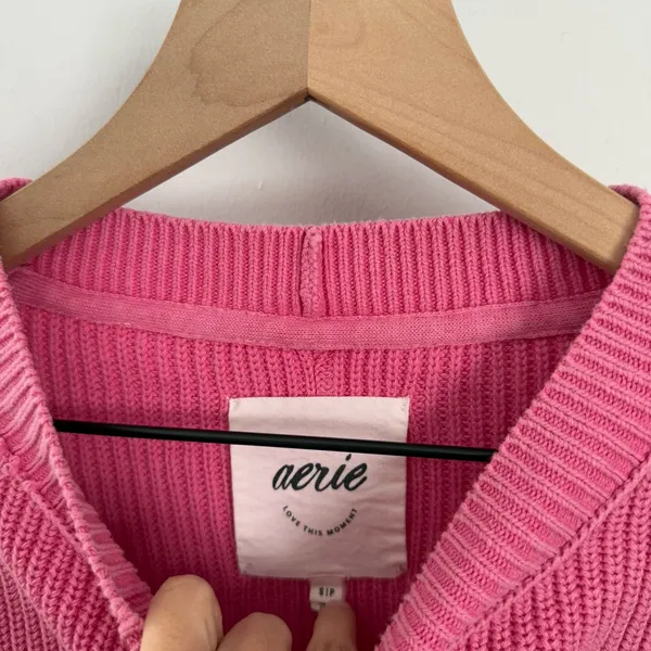 Aerie‎ Small Beyond Oversized Rib Tunic Sweater Pink Preppy Chic Lounge School - Image 6