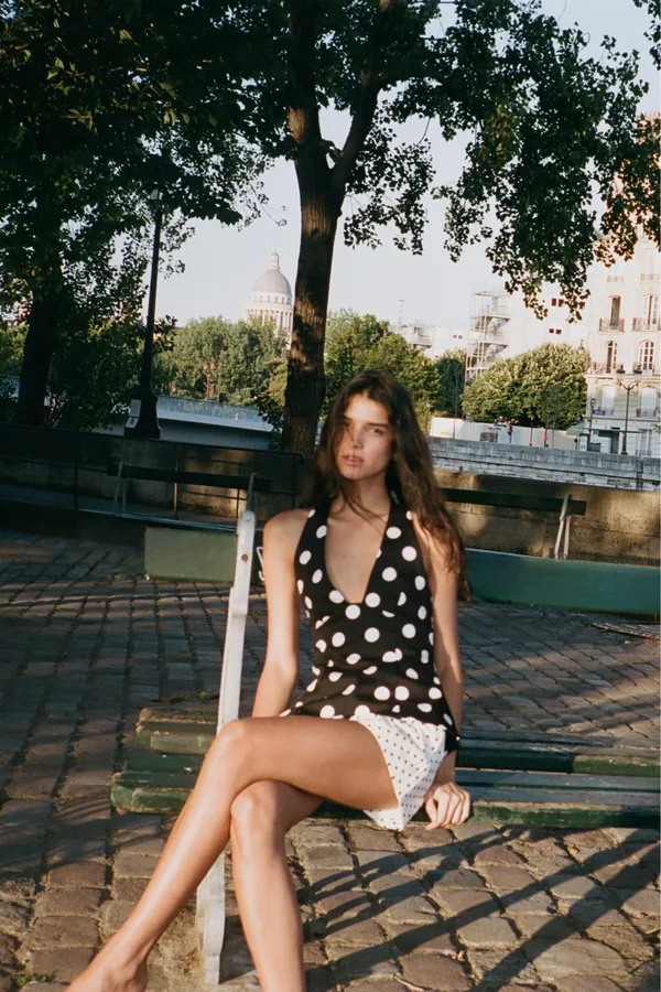 Zara Black and White Polka Dot Halter Top - Image 8