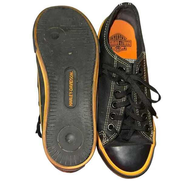 Harley Davidson Sneakers Womens 6.5 Black Orange Low Top Lace Up Casual Shoes‎ - Image 8
