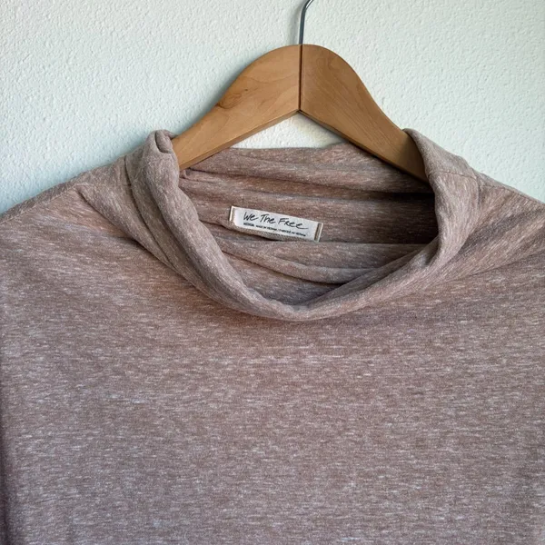FREE PEOPLE We The Free Bella Vista Brown Cowl Neck Oversize Tunic Womens Medium - Image 5