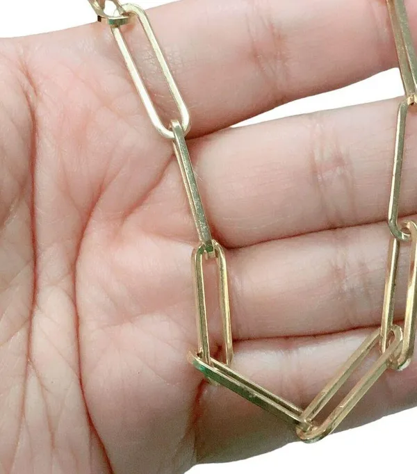 SUGARFIX BaubleBar Nickel Free Paperclip Chain Link Statement Necklace Gold Tone - Image 2