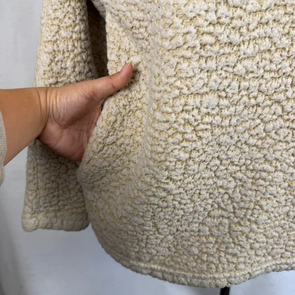 Sherpa Fleece Quarter Zip Pullover Oatmeal‎ Heather Cream Womens Size Large Cozy - Image 3