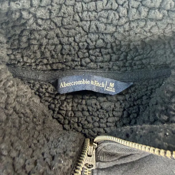 Y2k Abercrombie & Fitch Womens Black Sherpa Lined Quarter Zip Medium - Image 4