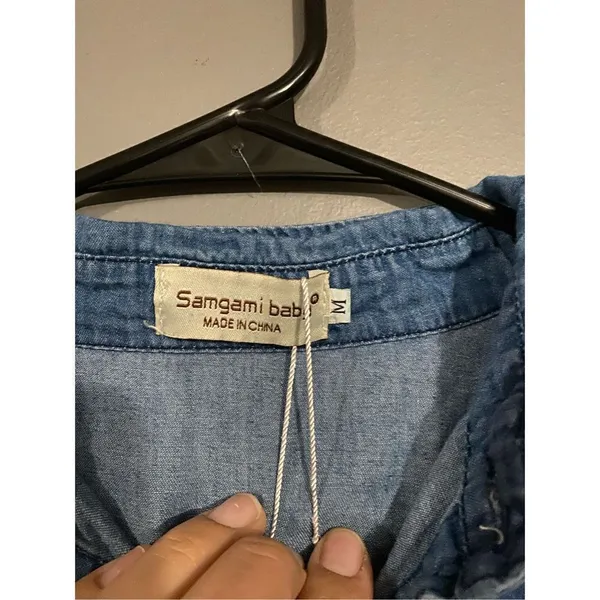 Samgami Baby Long Sleeve Button Up Top Size Medium Blue - Image 2