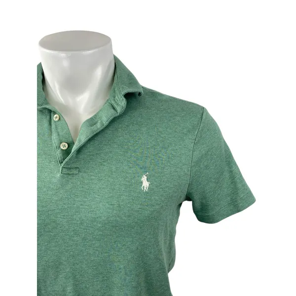 Polo Ralph Lauren Iconic Mesh Men's Green Collared Short Sleeve Polo Shirt Top M - Image 2
