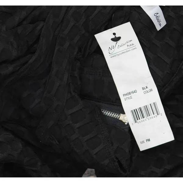 NWT Ny Collection Womens Petite 3/4 Sleeve Honeycomb Half Zip Shirt Top Black PM - Image 4
