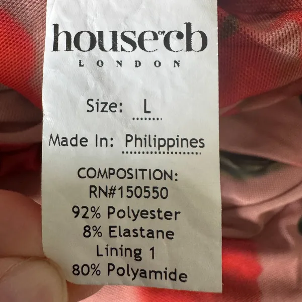 House of CB London Adanna Rose Print Corset‎ Mini Dress Large Pink Red Romantic - Image 11