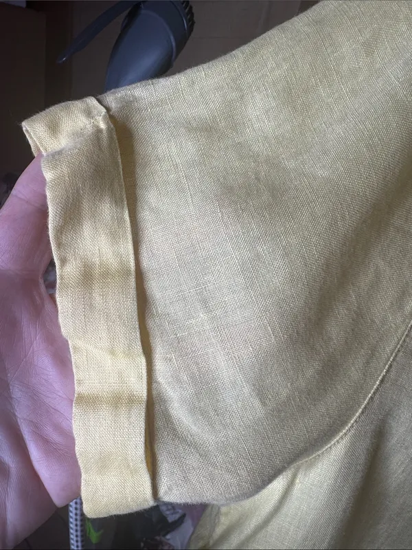 Tahari 100% Linen Button Down Shirt Butter Yellow Size Medium - Image 6