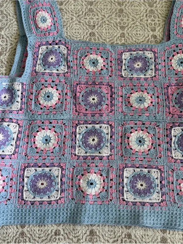 Staccato Pastel Granny Square Crochet Tank Top - Image 2