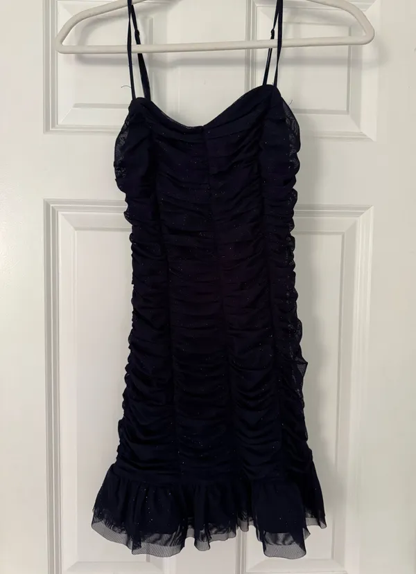 Navy Sparkly Mini Dress Black Size XS - Image 3