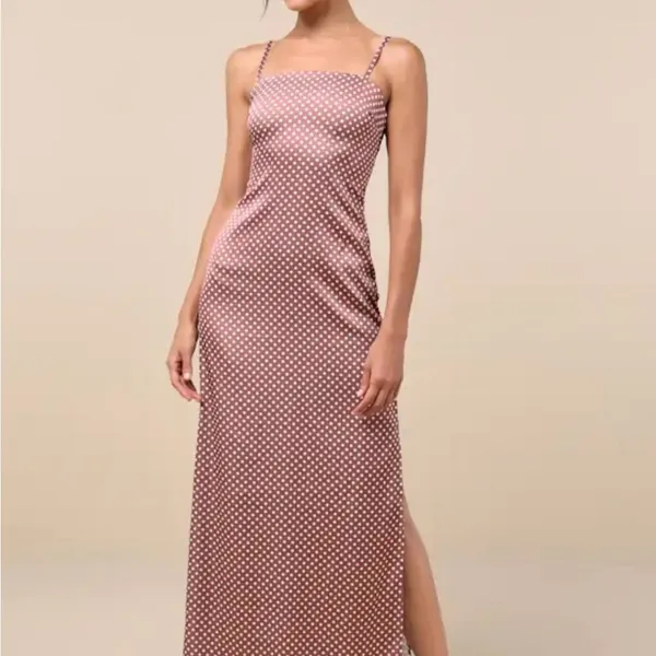 Lulu's brown Polka Dot Maxi Dress - Image 2