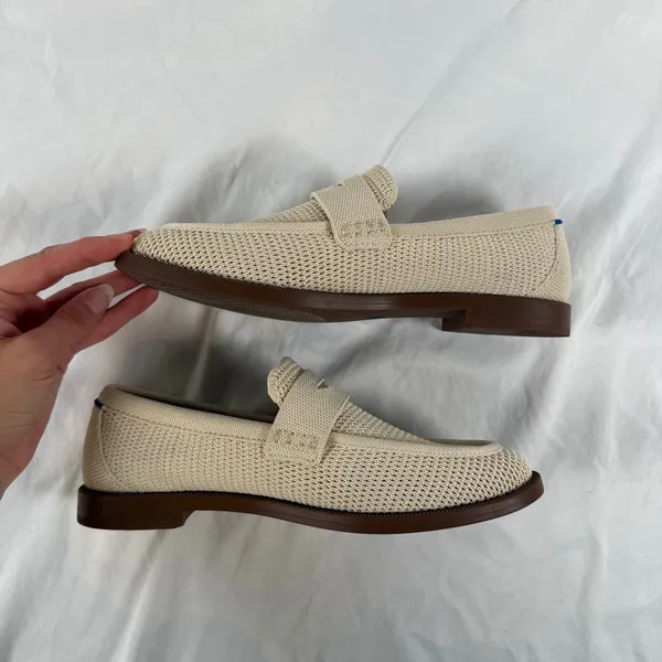 EUC Rothys The Penny Loafer Sand Beige Knit Casual Neutral Minimalist Loafers 8 - Image 8