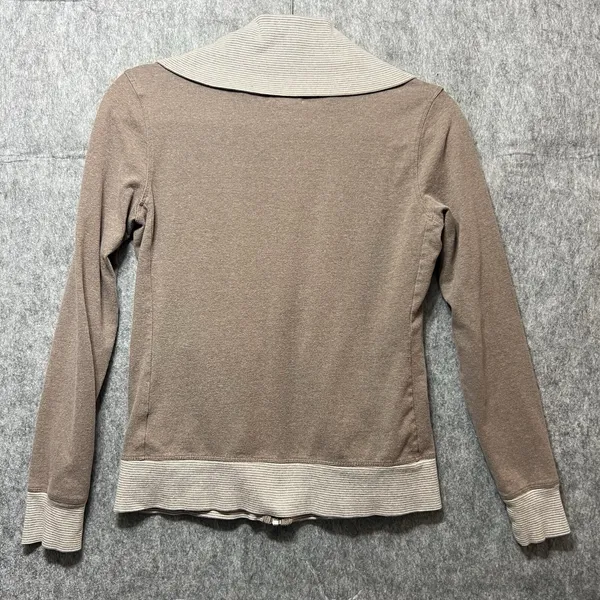 Banana Republic Womens XS Taupe Brown Full‎ Zip Shawl Collar Sweatshirt Jacket - Image 5