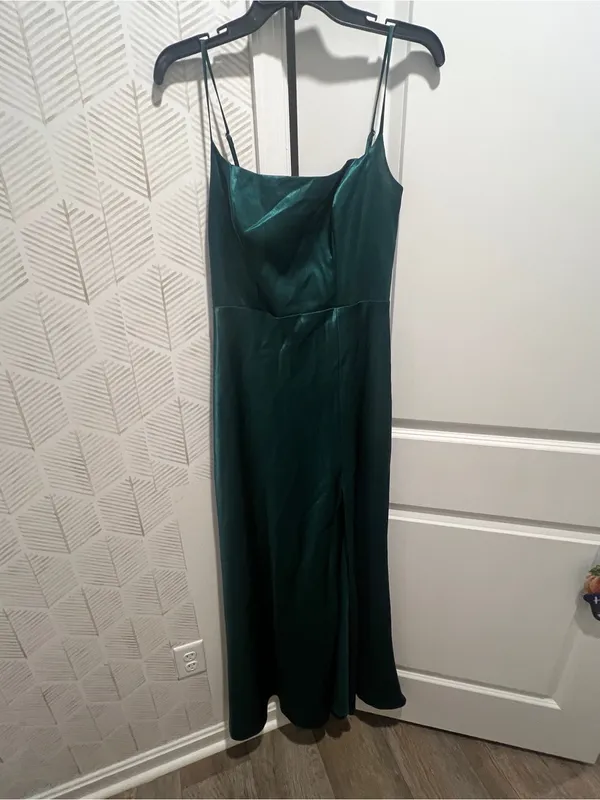 Birdy grey Satin Emerald Green Cowl Neck Evening Dress - Image 11