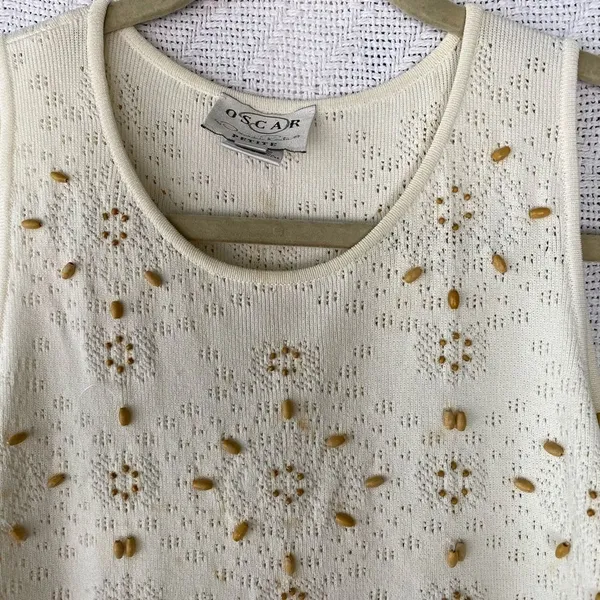 Vintage Oscar de la Renta Beaded Sweater Tank - Image 2