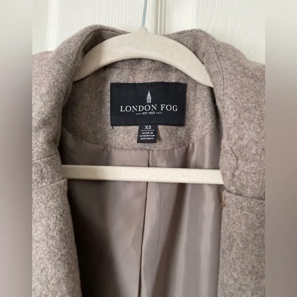 London Fog Wool Blend Pea Coat Women’s XS Taupe Lined Classic Winter Jacket - Image 4