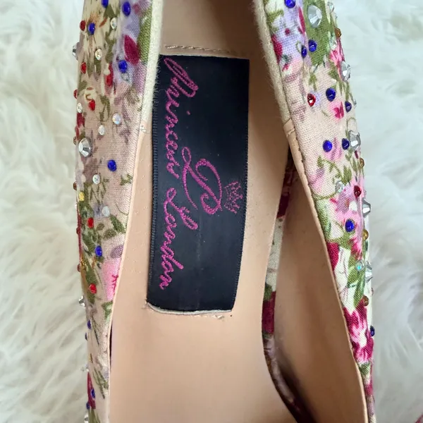 Princess London Floral Print Rhinestone Embellished Platform Pumps - Image 4