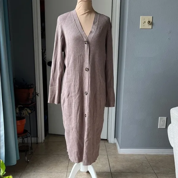 Ribbed button-up duster cardigan - Image 2