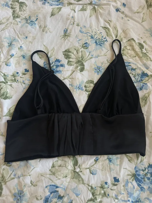 Island Gypsy Black Satin Crop Top - Image 3