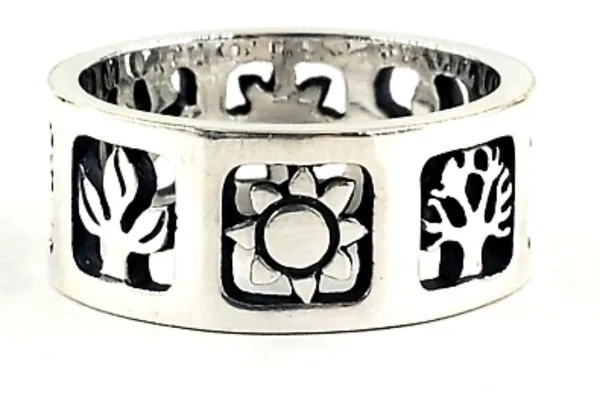 James Avery Vintage FOUR SEASONS Band Sterling Silver Ring Size 6 Sun Tree Plant - Image 4