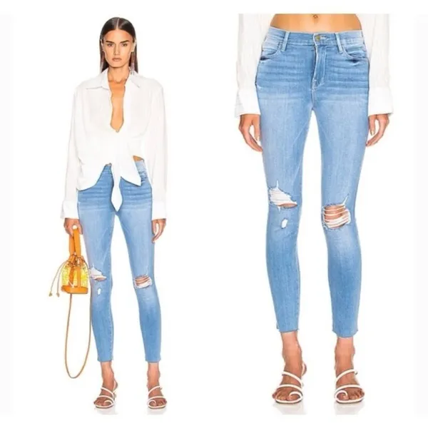Frame Le High skinny distressed knee jeans size 26 - Image 2