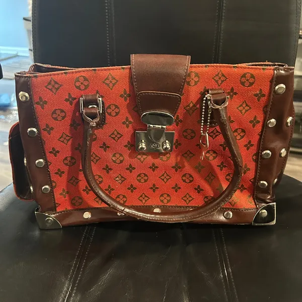 Designer Red and Brown Women's Bag - Image 10