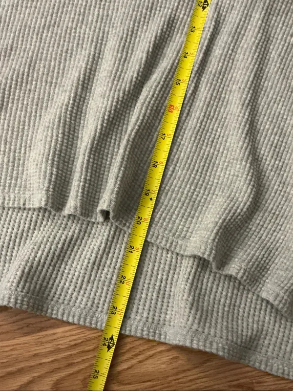 Aerie Light Gray Waffle Henley Crewneck Top Size Small - Image 5