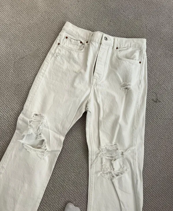 Women’s Z1975 Ripped Mom Fit Jeans White - Image 3