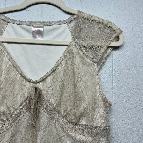 No Boundaries Girls Babydoll Lace Top Womens XS Fairy Grunge Boho Y2K Dainty - Image 5