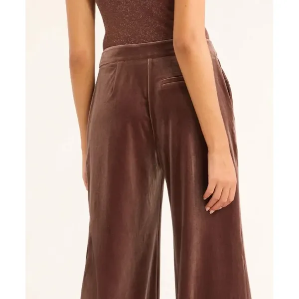 Sofia Jeans Womens Pants Size 10 Brown Velvet Wide Leg High Rise Trousers Zip - Image 5