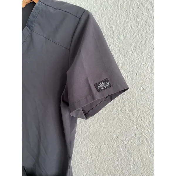 Dickies EDS Essentials Scrub Top XS Excellent Gray V-Neck Short Sleeve Stretch - Image 5