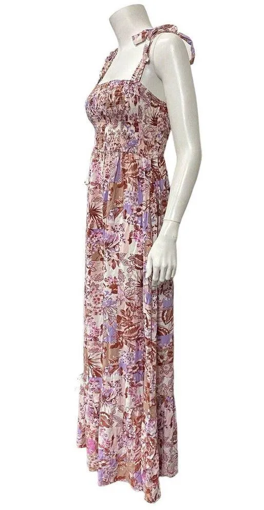 No Comment Women’s floral smocked tie shoulder midi dress small - Image 4