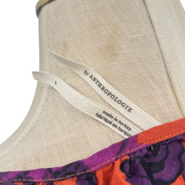 Anthropologie The Somerset Puff-Sleeve‎ Maxi Dress Floral Orange Purple Small - Image 9