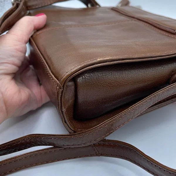 Vintage leather Ashwood crossbody satchel bag nut brown smooth leather. - Image 10
