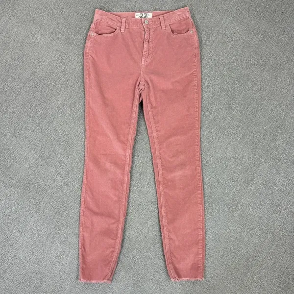 We The Free Free People Raw Hem Corduroy Ankle Skinny Pants‎ Dusty Rose Pink 27 - Image 3