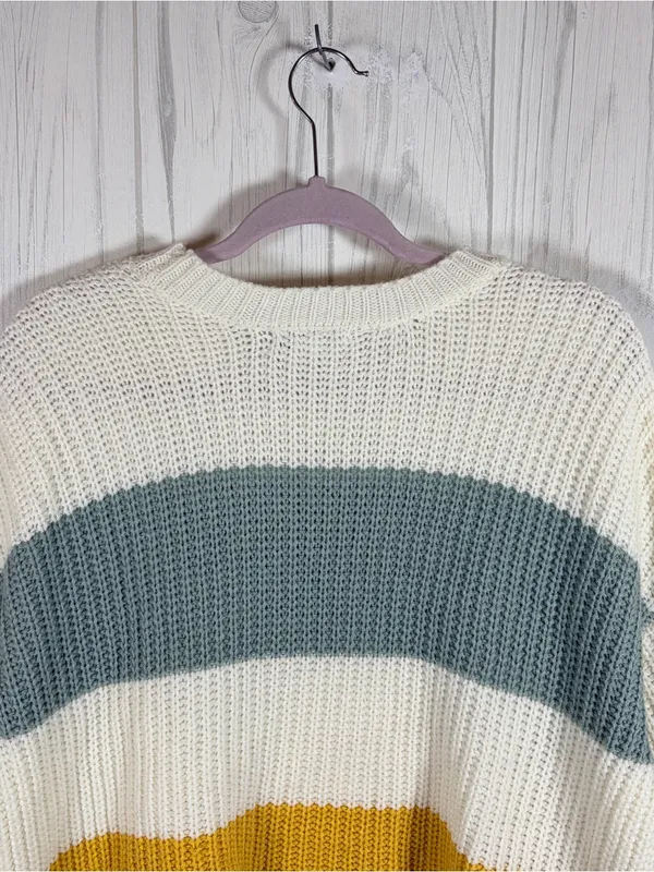 SINCERELY JULES Color Block Oversized Boxy Fit Long-Sleeve Sweater, Medium - Image 5