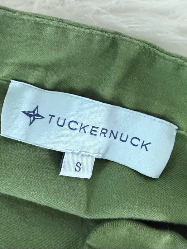 Tuckernuck Green Mock Neck Shirt Dress Small Cotton Blend - Image 4
