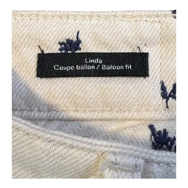 Frank‎ And Oak Linda Balloon Fit Jeans Womens 27 Cream Floral High Rise Tapered - Image 7