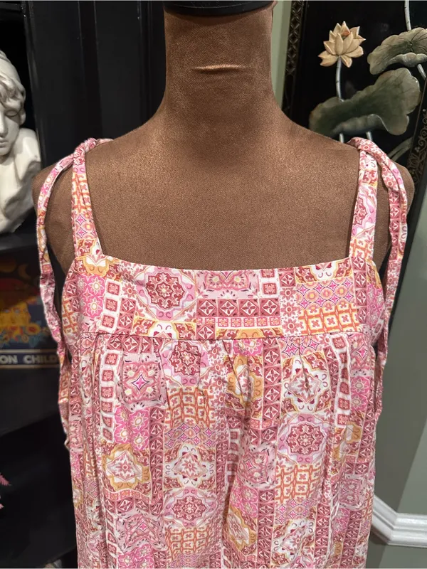 Savanna Jane Pink Multi‑Floral Patchwork Mini Dress – Size Medium White - Image 2