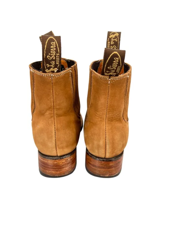 La Sierra Western Boots Floral Embroidery Size 7 Light Brown Nubuck - Image 6