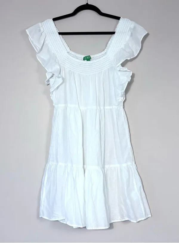 J. Crew Flutter Sleeve Voile Mini Dress in White Large - Image 2