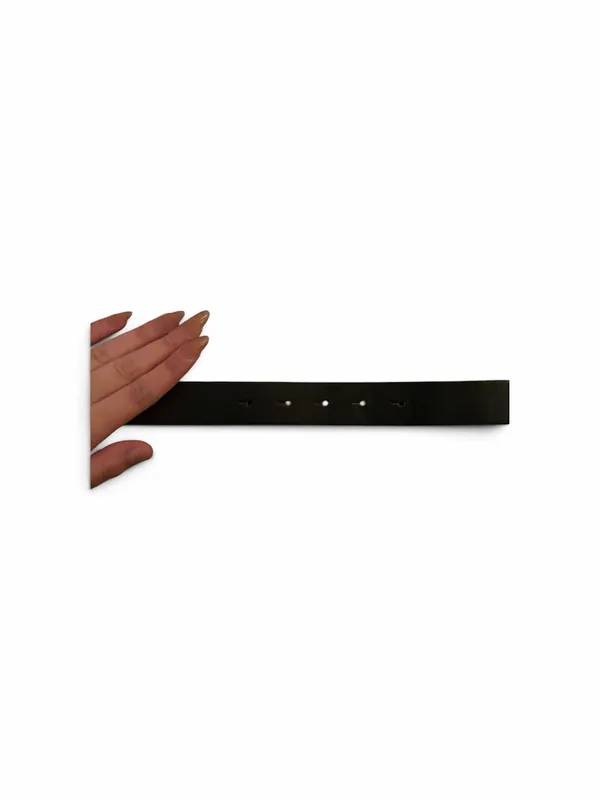 Black Leather Belt with Gold Double-Ring Buckle - Image 3