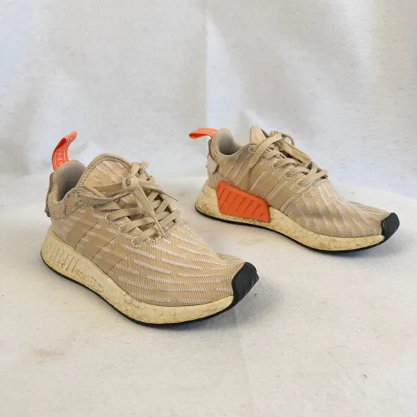 Adidas NMD R2 Primeknit Beige Orange Womens Casual‎ Running Shoes BA7260 Size 5 - Image 5
