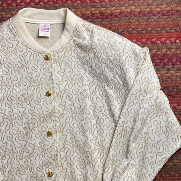 Vintage Gold Glitter Cardigan Button Up Sweater - Image 2